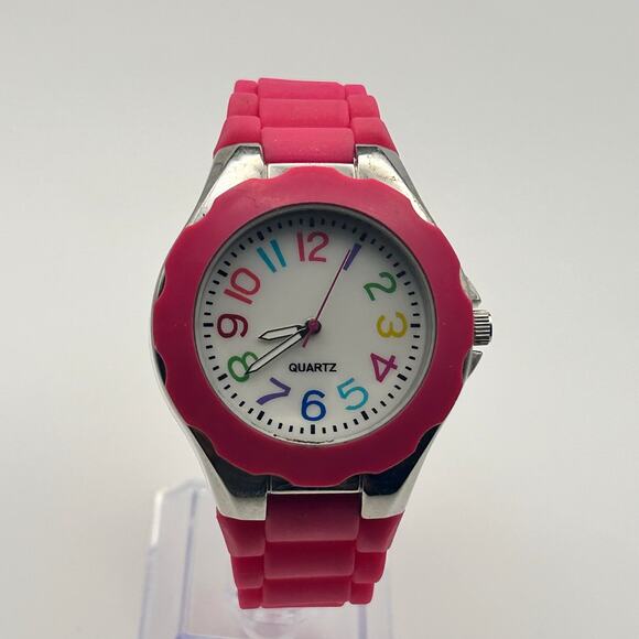 Women’s Pink Tone Fun Colored Numbers Fashion Watch Working New Battery - Picture 1 of 8